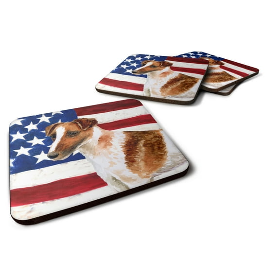 Smooth Fox Terrier Patriotic Foam Coaster Set of 4