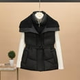 thumbnail image 2 of Women's Plus Size Vest Jacket Thin Down Stand Collar Sleeveless Slim Light Pocket Zipper Down (Black XL), 2 of 5