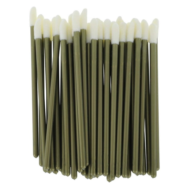 Unique Bargains 50 Pcs Disposable Solid Rod Lip Brush for Vacation Gold Tone Plastic Flocking