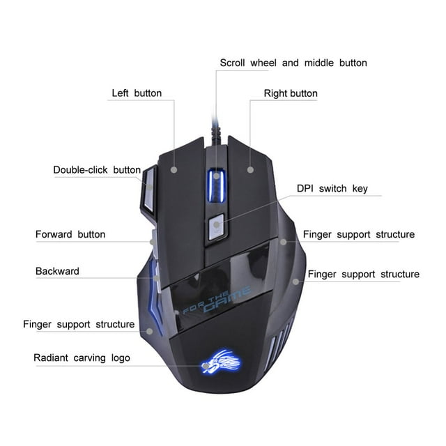 MesaSe Souris de Jeu Rétroéclairage 7 Couleurs DPI Réglable Filaire Optique PC Gamer Souris