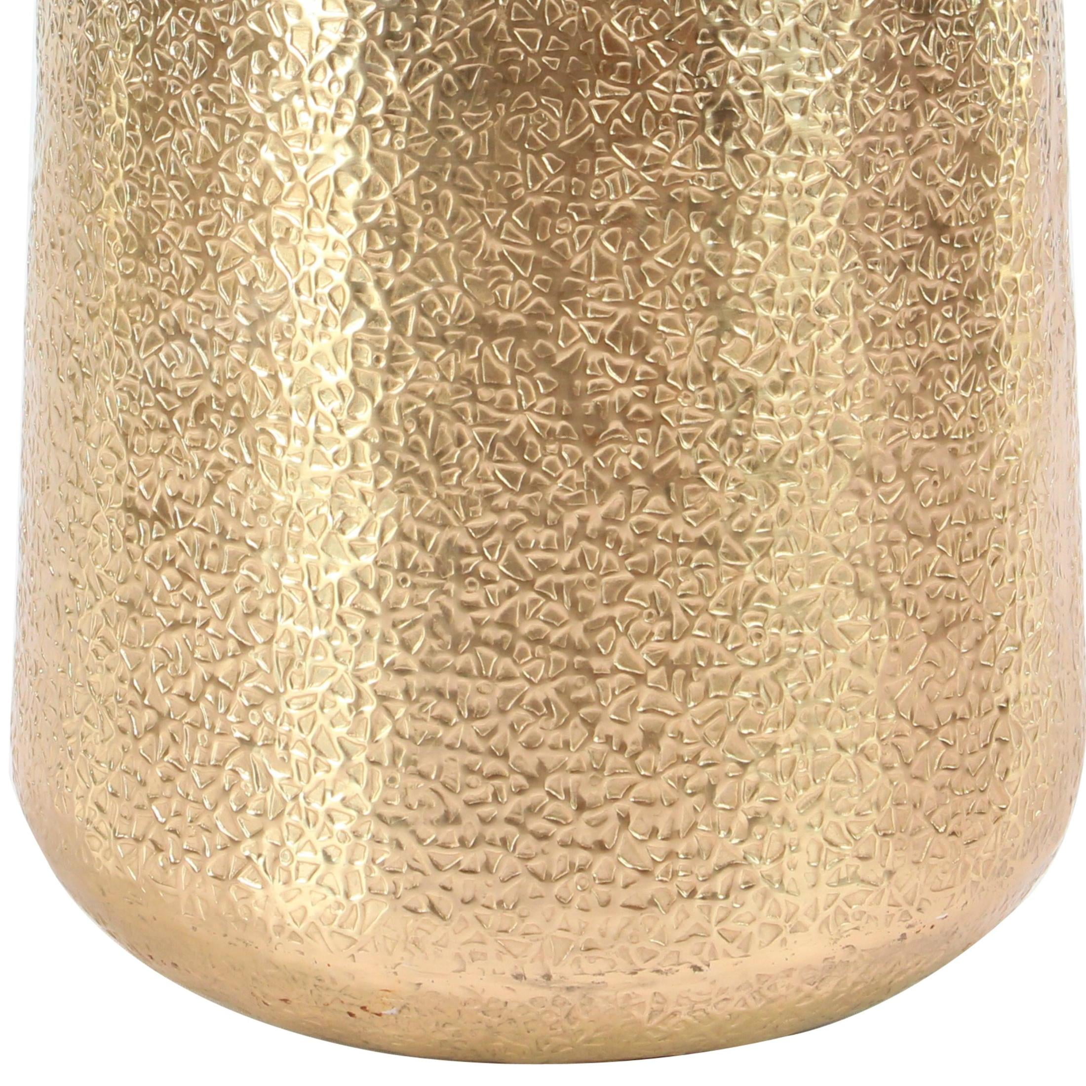 DecMode 20", 15", 13"H Gold Aluminum Metal Planter with Hammered Design (3 Count)