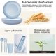 thumbnail image 3 of Juego de Vajilla de Paja de Trigo, 28 Piezas, sin BPA, con Tazón, Plato, Cuchara, Tenedor, Taza y Palillos, Apto para Lavavajillas y Microondas, para Picnic, Camping, Dormitorio (Azul), 3 of 4