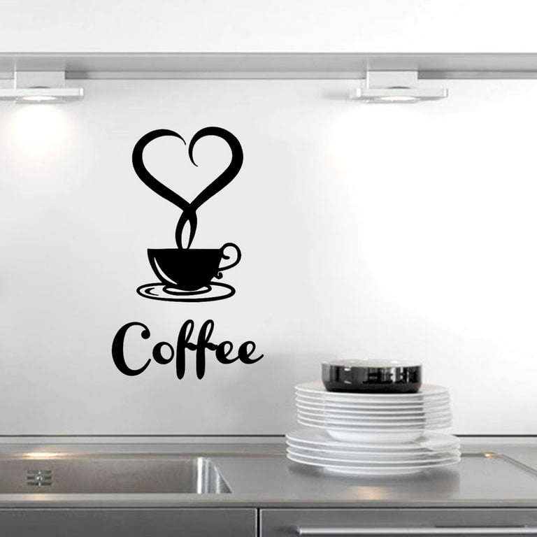 Wall Words Decorations for Living Room Peel And Stick Arch Decal Arrival  Tea Mugs Coffee Coffee Decal Sticker Beautiful Art Design Wall Home Decor Sticky  Tiles for Walls Bathroom 