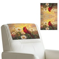 TSOVTHRID Cardinal Daisy Sunset Print Non Slip Headrest Cover for Furniture Slipcovers, PU Headrest Protector for Recline Chair, Theater Seat Cover for Home 17x27 in, 1 Piece