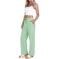 thumbnail image 4 of Sundazz Womens Gingham Pants Cotton Wide Leg Lounge Pants Cute Pajama Pants Comfy Casual Pants,Green,XL, 4 of 8
