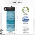 thumbnail image 4 of Yiaed Teal Turquoise Fluid Stripes Print Water Bottle with Straw Lid, Stainless Steel Double Wall Insulated Water Bottle | Leak-Proof and Spill-Proof Water Bottle, 4 of 8