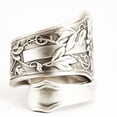 thumbnail image 4 of Adjustable Copper Fashion Ring: Women's European & American Style, Alloy Inlaid Artificial Gems, Ancient Silver, Cross & Flower Tail Design, 4 of 5