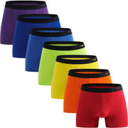 INNERSY Men's Boxer Briefs With Pouch Cotton Stretchy Underwear 7 Pack (Rainbow Colors, Large)