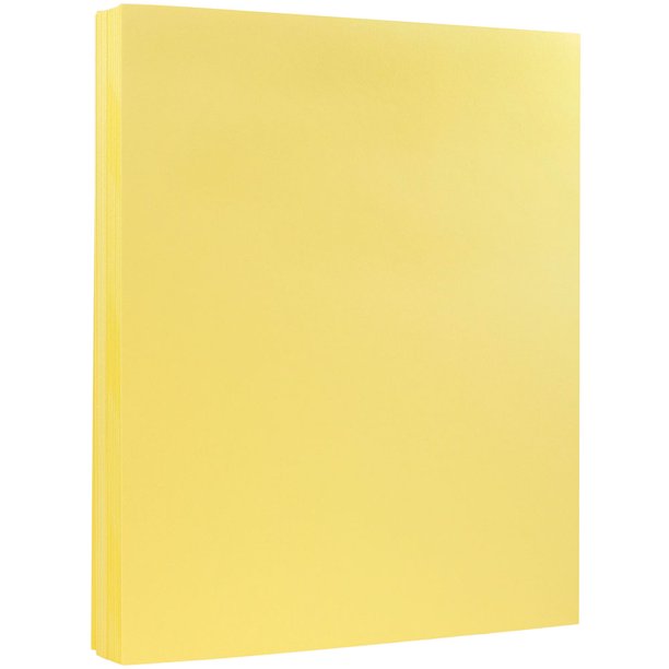 JAM Vellum Bristol Cardstock, 8.5x11, 50/Pack, 67lb Canary Yellow
