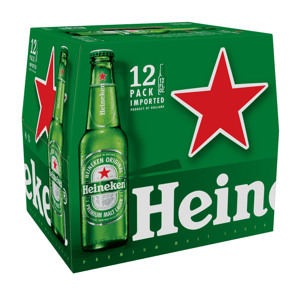 Heineken Original Netherlands Lager Import Beer, 12 pack, 12 fl oz Bottles, 5% ABV