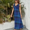 thumbnail image 4 of Maxi Dress Vintage Plaid Print Dress Female Blue Green Black Sexy V Neck High Waist Street Style Graphic Boho Beach Long Dresses, 4 of 7