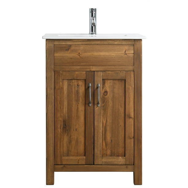 Design Element Bryson 24 Reclaimed Wood Single Sink Bathroom Vanity In Walnut Com Single Sink Bathroom Vanity In Walnut, 24 Inch Barnwood Bathroom Vanity