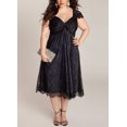 thumbnail image 4 of Vestido de talla grande para mujer, vestido de fiesta de noche con cuello en V de encaje floral Eccomum Negro/XXXXXL, 4 of 6