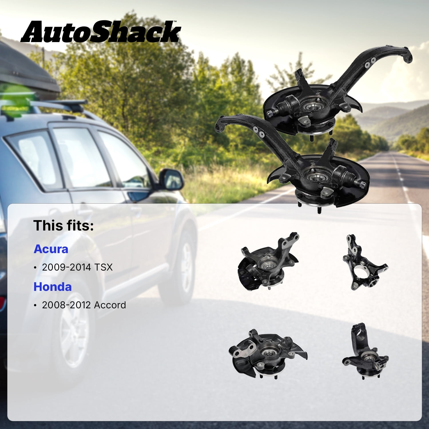 AutoShack Front Loaded Steering Knuckle and Wheel Hub Bearing Assembly - Driver Side for Honda & Acura, Accord 2008-2012 TSX 2009-2014, FWD L4 2.4L V6 3.5L - without ABS