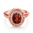 thumbnail image 2 of Gem Stone King 2.39 Ct Oval Red Garnet 18K Rose Gold Plated Silver Halo Engagement Ring (Size 6), 2 of 3