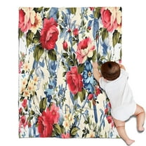 Pioneer Flower Floral Print Pattern Blanket,Comfortable Soft Flannel Throw Blanket,All Season,Warm Lightweight Blankets for Sofa Bed Couch Living Room Chair,30"x40"