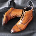 thumbnail image 3 of IUJSOY Classic Business Leather Shoes for Men Cap toe High Top Lace up Side Zipper Oxford Shoes, 3 of 5