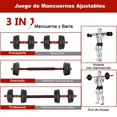 thumbnail image 2 of Kit de Pesas de 15 KG KCB,3 En 1 Pesas para Ejercicio en Casa,Kit de Mancuernas Ajustables con Varilla de Conexión,Mango con Bloqueo y Antideslizante,para Gimnasio en Casa, 2 of 7