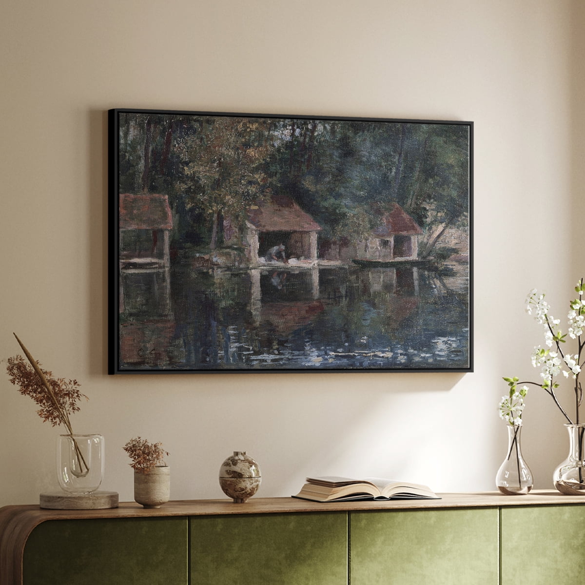 Vintage Landscape-CCCXCVIII By Wexford Home Framed in Black Wood Gallery Wrapped Canvas 27 in. x 41 in.