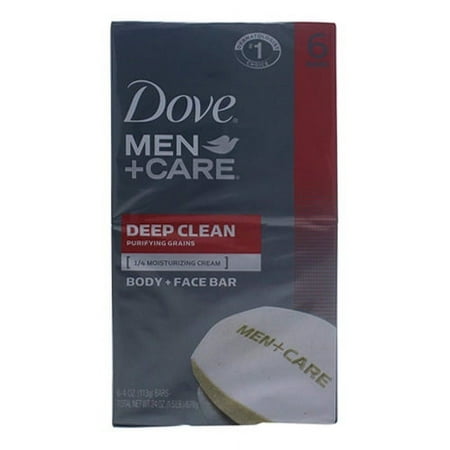 Dove Men Plus Care Body And Face Soap Bar Deep Clean, 6 Ea, 3 Pack