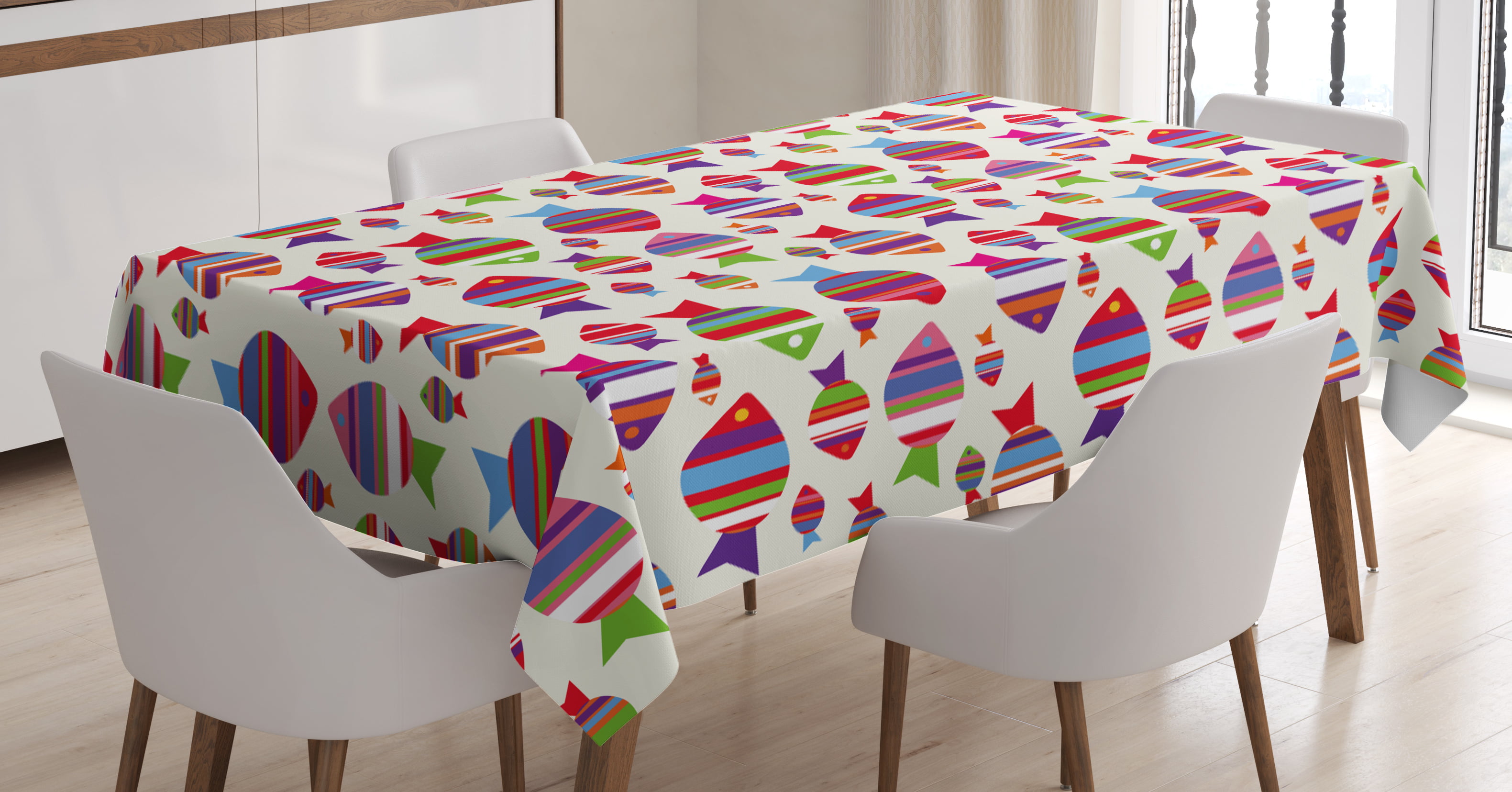 Kids Tablecloth, Underwater Aquarium Inspired Pattern with ...