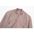 thumbnail image 5 of Autumn New Women's Clothing Fashion Simple Stand Collar Motorcycle Style Short Washed Leather Jacket - Lotus Root Color - S, 5 of 7