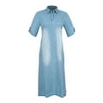 thumbnail image 2 of Robe d'Été pour Femmes 2024 Mode Grande Taille Décontractée Manches Courtes Col en V Robe Unie Robe Ample 50 % de Réduction Liquidation!, 2 of 8