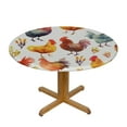 thumbnail image 3 of ONETECH Rooster Hens Round Tablecloth with Elastic Edge Fitted Chicken Table Cover Waterproof Table Cloths Indoor Outdoor Modern Tables Decoration for Dining Table,Picnic,Party, 3 of 7