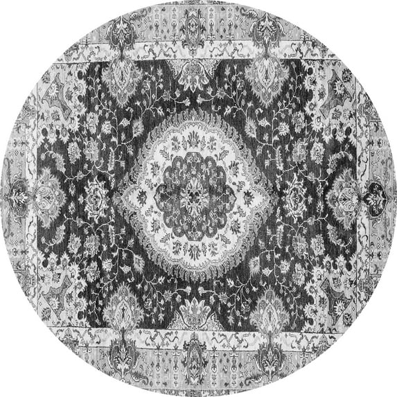 Ahgly Company Indoor Round Abstract Gray Modern Area Rugs, 8' Round