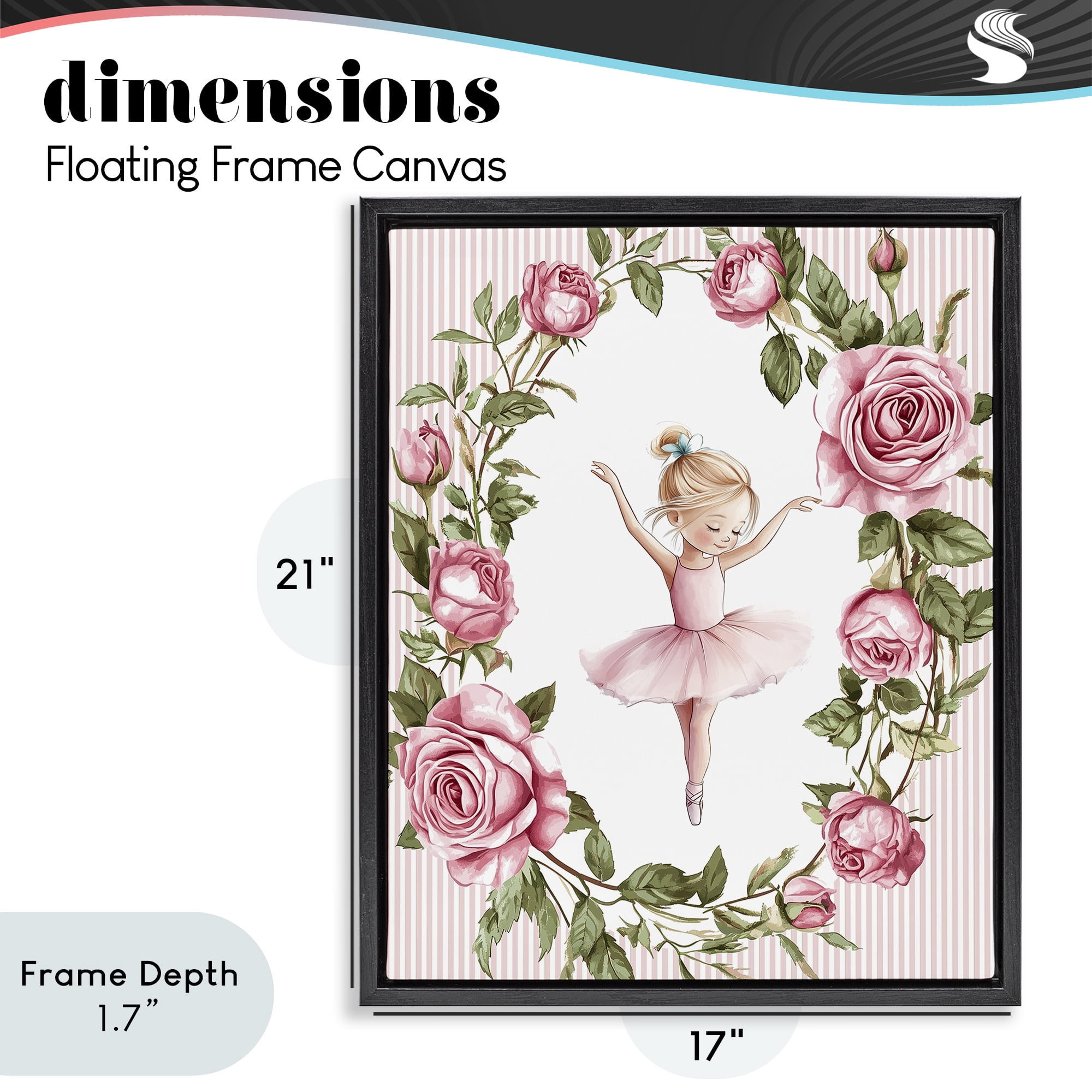 Stupell Industries Little Rose Dance Black Framed Floater Canvas Wall Art, design by Christine Simpson Art