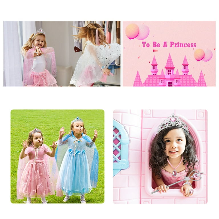 Princess Dress up Halloween Costumes for Girls Jewelry Toys Princess  Costume Dress Pretend Play Set for Girls Age 4.5.6.7.8 Gift for Christmas  Birthday 7Pcs Purple 