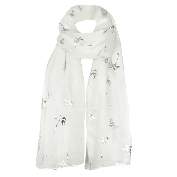 Aoochasliy Winter Scarfs Women Coconuts Foil Printed Scarf Wrap Silk Shawl Travel Scarves