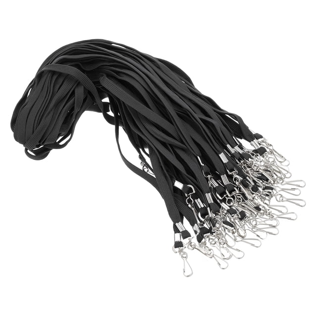 Uxcell 47cm Cordones al por mayor, 50 piezas de cordones para maestros para identificaciones, llaves, cordón para insignias, duradero y personalizado con clip para tarjeta de identificación, negro
