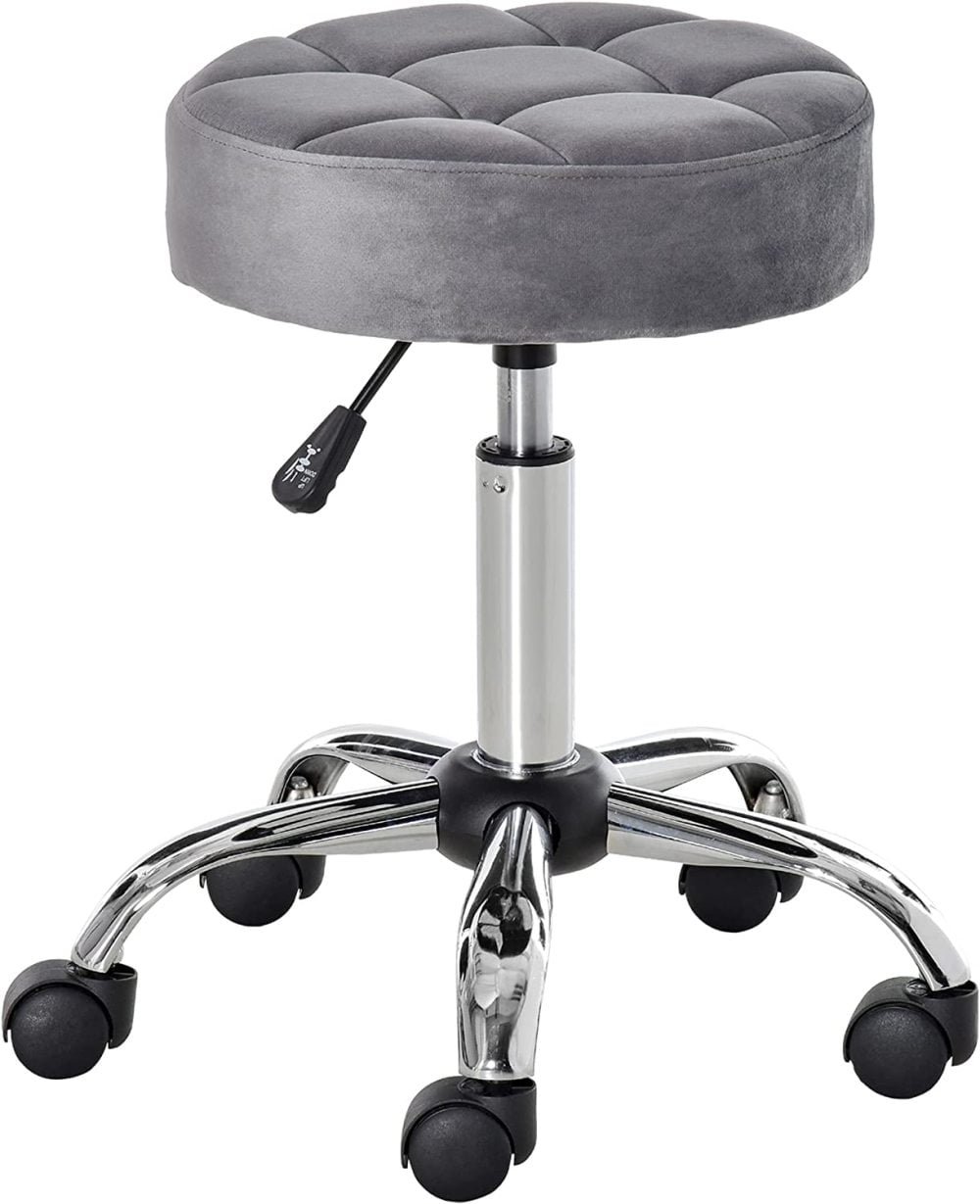 LueInJoy Round Vanity Stool with Height Adjustable Lift Luxury Style