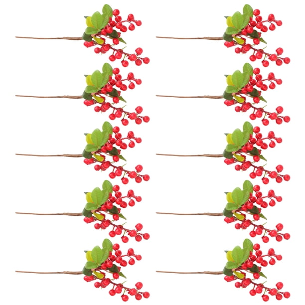 Matsuzay 10 Uds. De bayas artificiales ecológicas ABS para plantas, no fáciles de deformar y económicas, no tóxicas Decoración Rojo 25cm