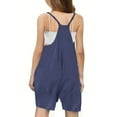 thumbnail image 4 of Jinhomg Girls Sleeveless Romper Kids Summer Casual Spaghetti Strap Short Jumpsuit Cute Solid Color Backless Bib Pants with Pockets Summer Saving Navy 7 Years, 4 of 6