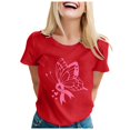 thumbnail image 1 of TSADFHJI Hauts de Vacances pour Femmes T-Shirt Imprimé à Manches Courtes Col Rond Blouse TTTG Rouge, 1 of 5