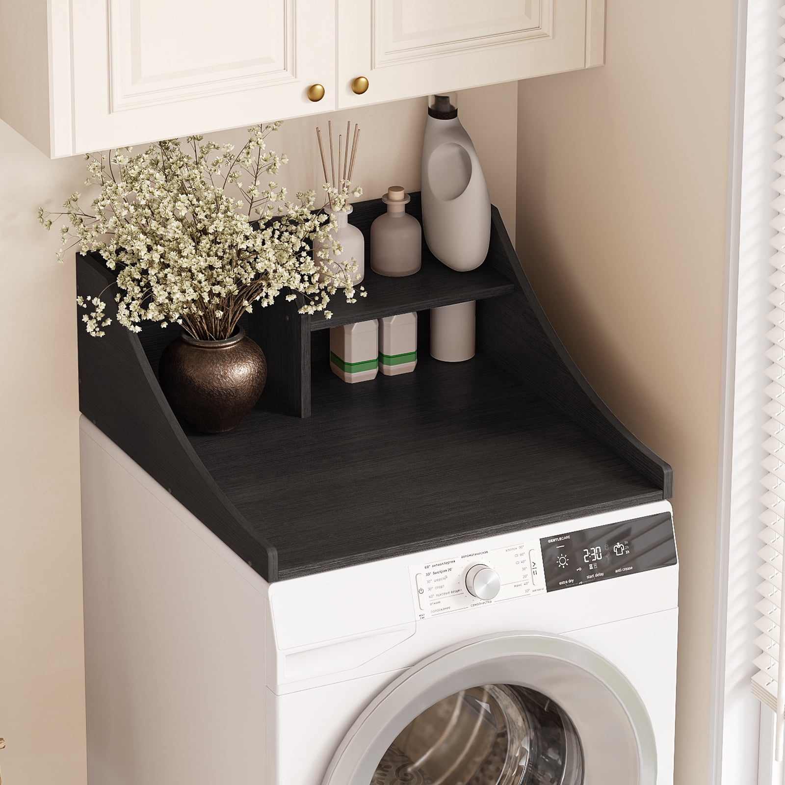 Tarnorci 27" Single Washer Dryer Countertop with Storage Shelf，Side Safety Edge for Laundry Room Organization