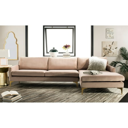 Safavieh Couture Brayson Chaise Sectional Sofa Pale Mauve