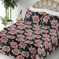 thumbnail image 3 of Ambesonne Rose Pattern Fitted & Flat Sheet with Shams 4 Pcs Set, Jungle Design Floral, Queen, Pale Pink Pale Grey, 3 of 5