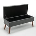 thumbnail image 2 of Modern Faux Leather End of Bed Bench Tufted Storage Ottoman With Solid Wood Legs, 2 of 11