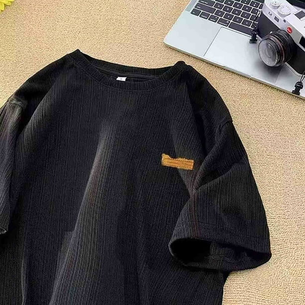 pstuiky camisetas de hombre, Camiseta de manga corta holgada con textura de seda helada de verano para hombre camisetas de hombre l