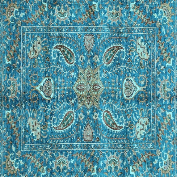Ahgly Company Indoor Square Oriental Light Blue Traditional Area Rugs, 3' Square