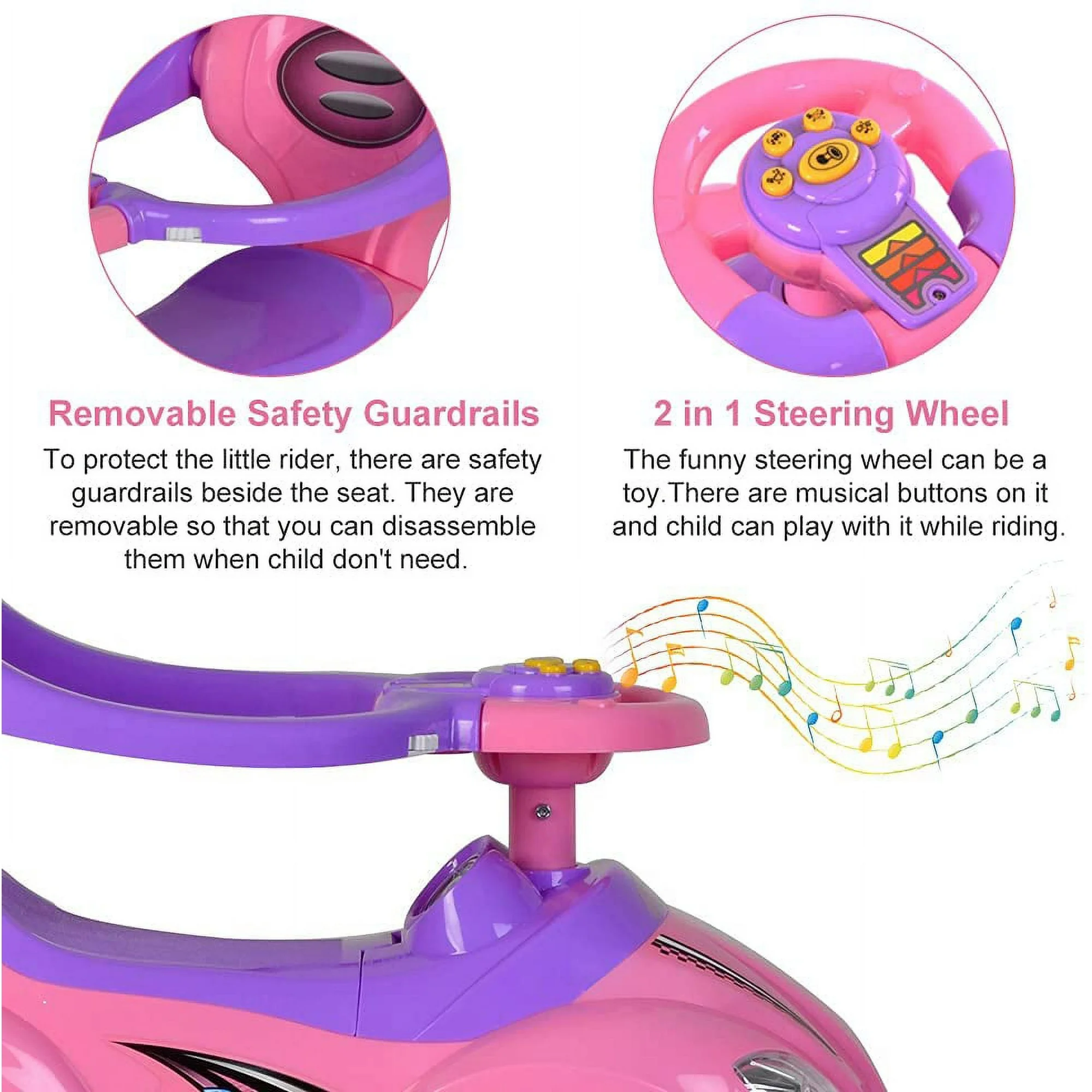 ChromeWheels 3 in 1 Ride on Toys Pushing Car Pink