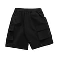 thumbnail image 4 of Hessimy Toddler Boy Shorts Boys Cotton Shorts Soft Casual Elastic Waist with Pockets Drawstring Kids Summer Clothes(Black,7-8 Years), 4 of 5