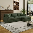 thumbnail image 3 of Cloud Couch, Couches for Living Room with 4 Pillow and Ottoman, L shaped Couch for Bedroom Apartment, 3 Seater Sectional Sofa, Green, 3 of 7