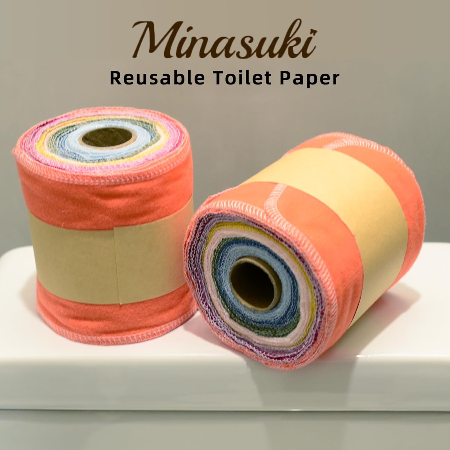 Reusable Toilet Paper - Cotton Flannel Reusable Bidet Towels,Absorbent Washable Paper Towels roll,32 Pcs Washable & Re-Rollable Cloth Toilet Wipes