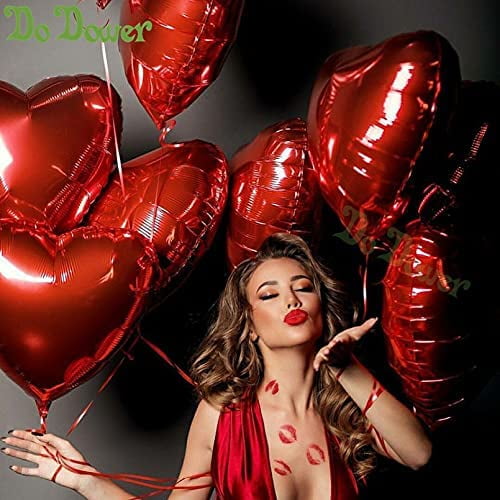 20 Pièces 18 Pouces Ballons Coeur Rouge Ballons Feuille d'Amour Lettres d'Amour  Ballons Mylar Ballons d'Amour Saint Valentin pour Décorations de Fête - - 