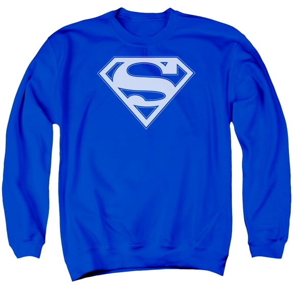 Superman Blue &Amp; White Shield Adult Crewneck Sweatshirt Royal Blue