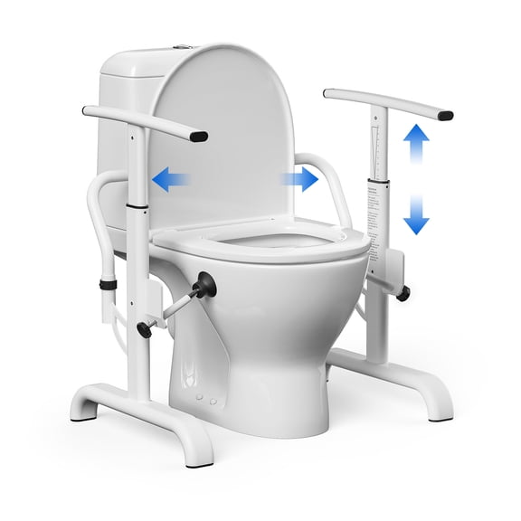 Loyoda Toilet Safety Rails for Seniors, Super Sturdy Heavy-Duty Toilet Safety Frame, Freestanding Bathroom aid, White, 350 lb Limit